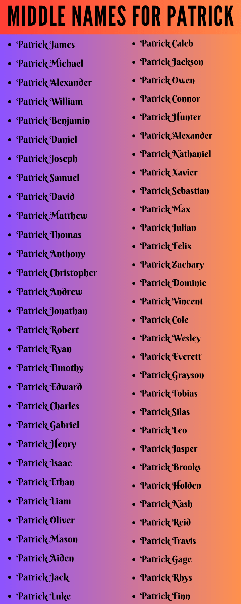 400 Amazing Middle Names For Patrick