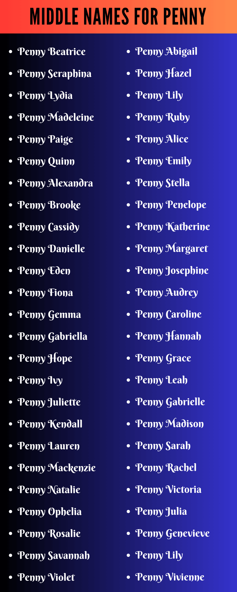 Middle Names For Penny