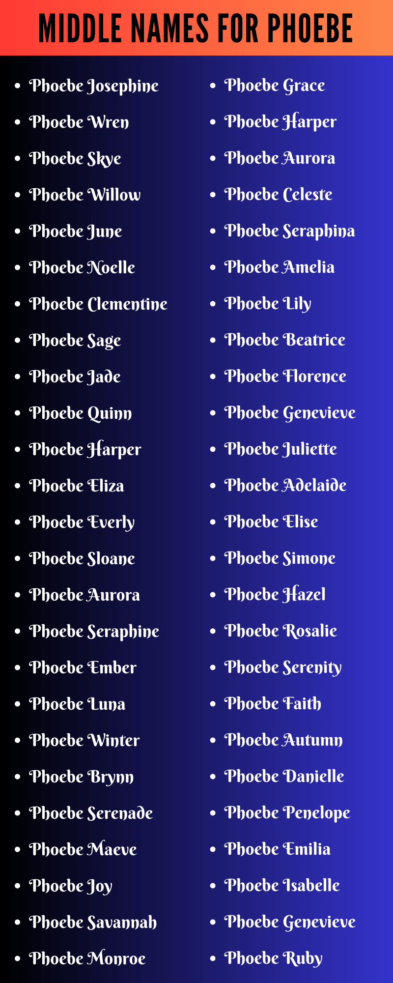 Middle Names For Phoebe
