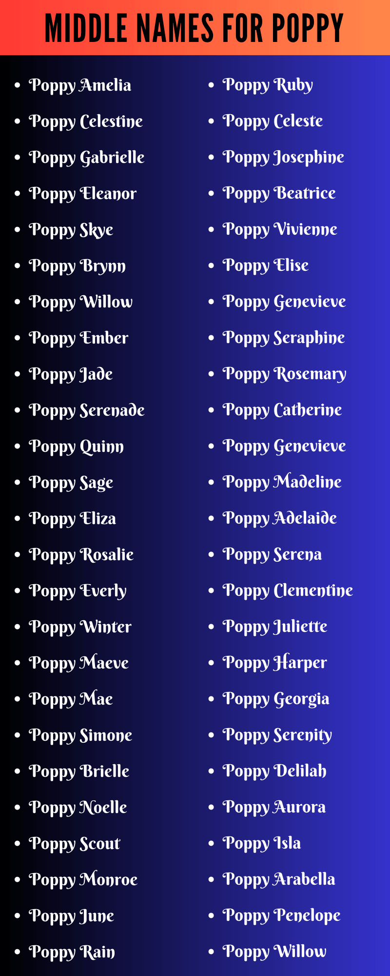 Middle Names For Poppy