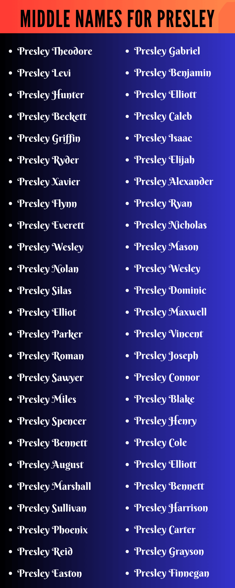 Middle Names For Presley