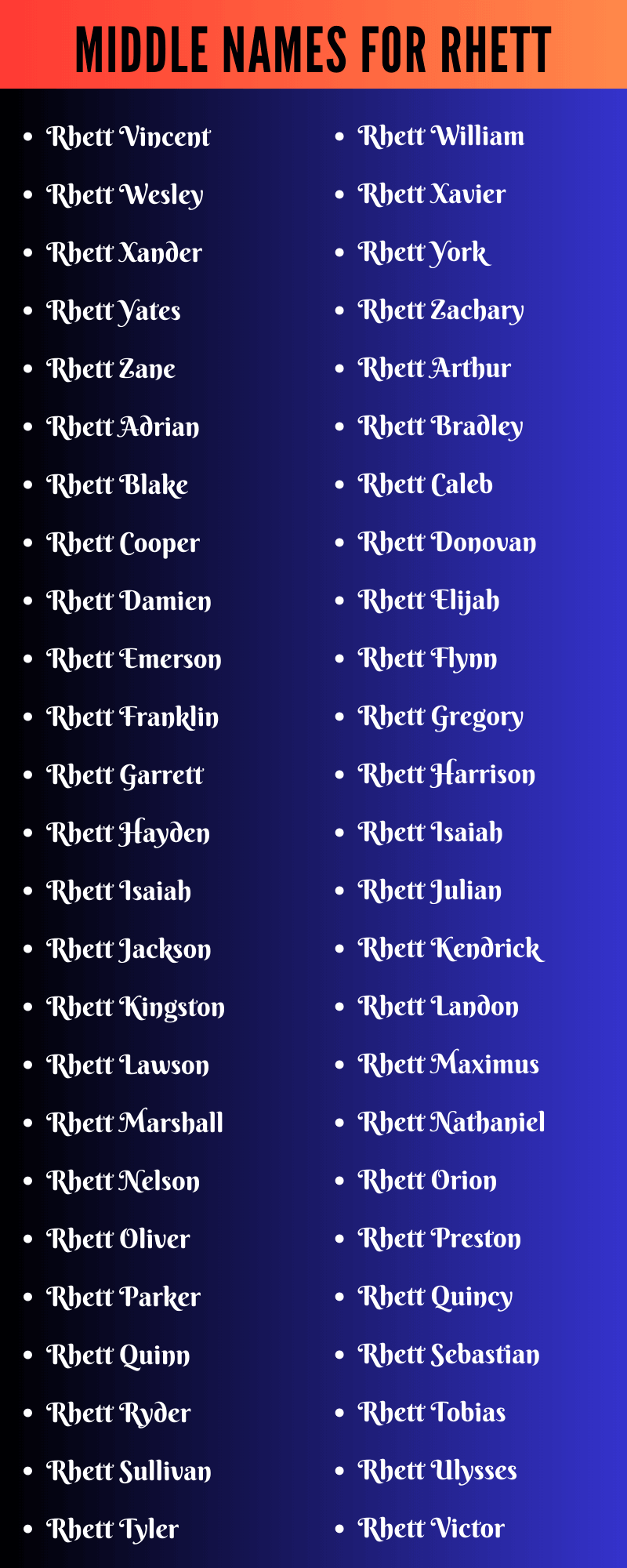 Middle Names For Rhett