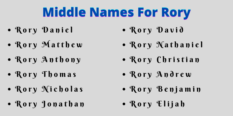 400 Middle Names For Rory
