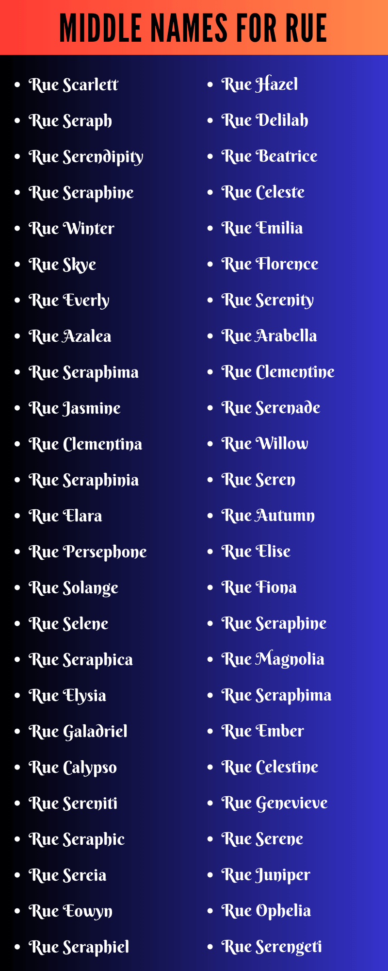 Middle Names For Rue
