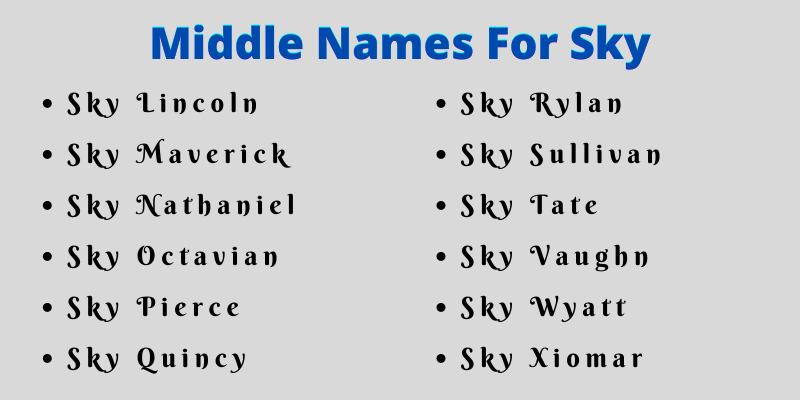 400 Amazing Middle Names For Sky