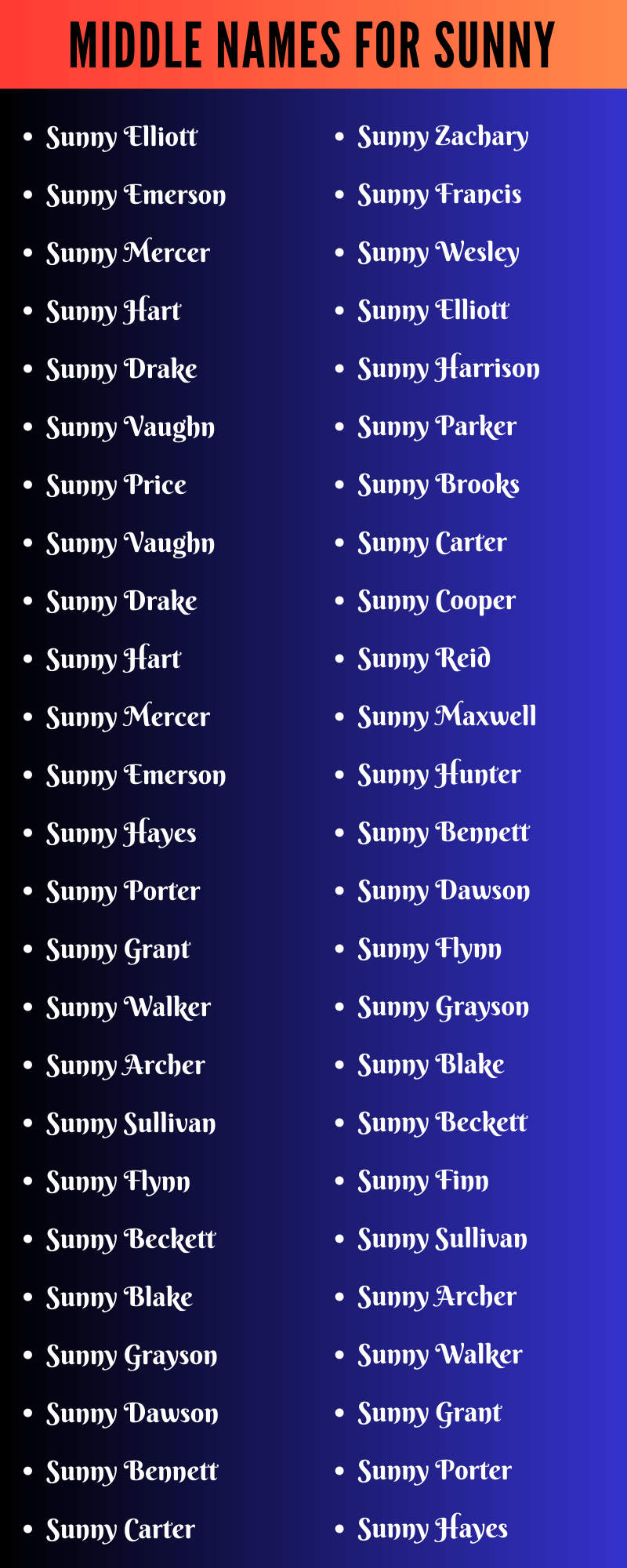 Middle Names For Sunny