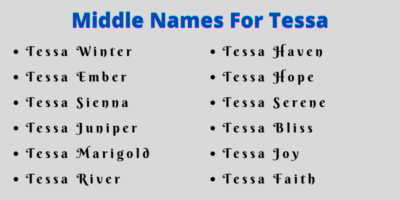 400 Amazing Middle Names For Tessa