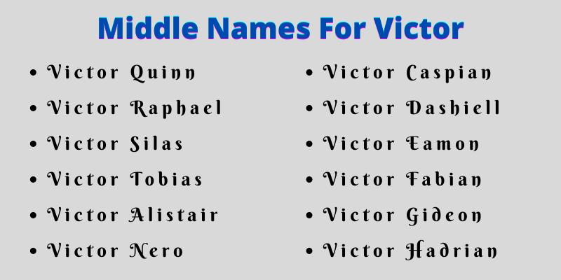 400 Cute Middle Names For Victor