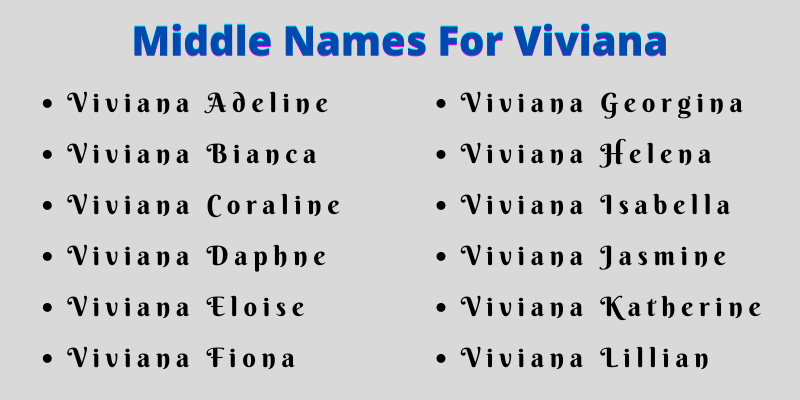 400 Best Middle Names For Viviana
