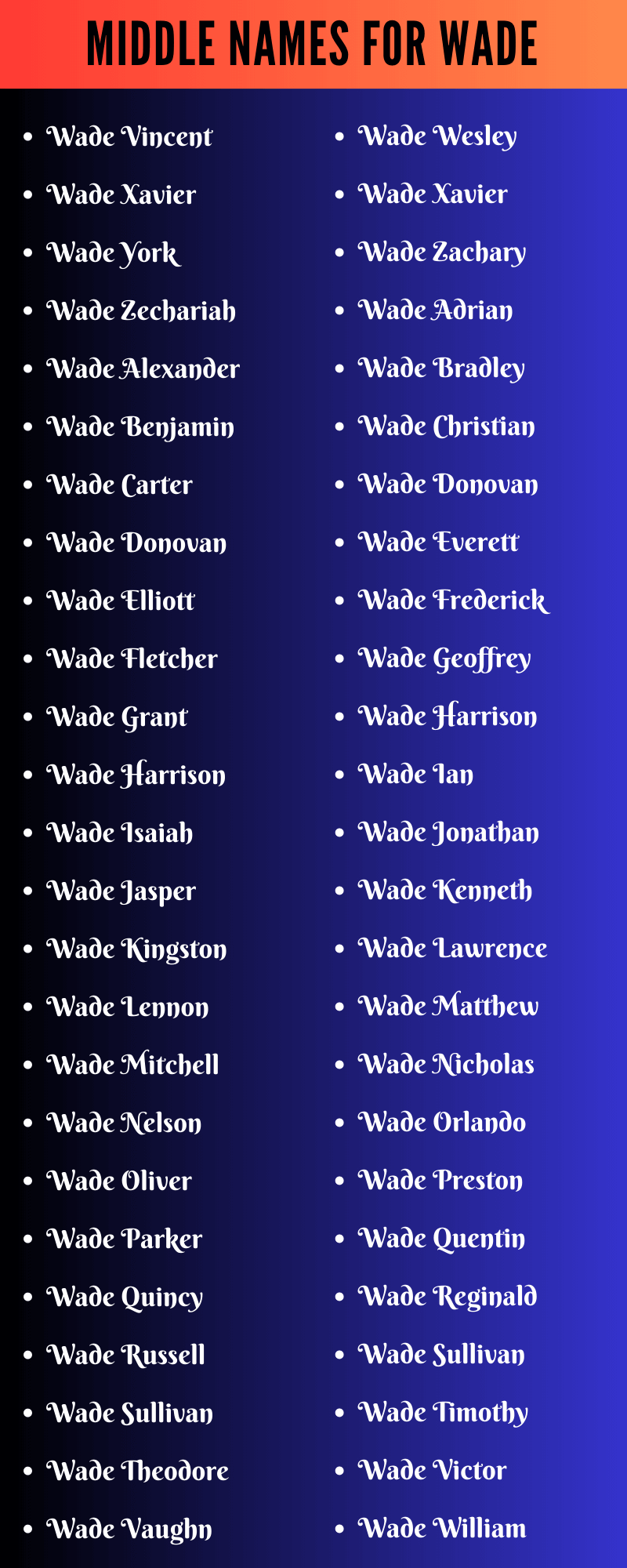 Middle Names For Wade