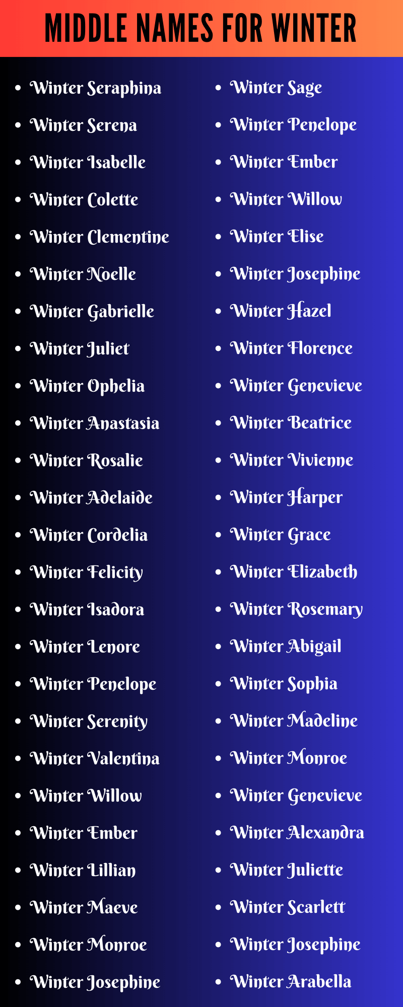 Middle Names For Winter