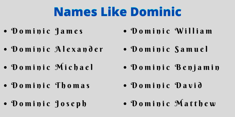 Names Like Dominic