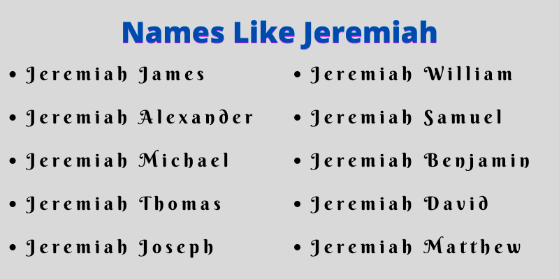 Names Like Jeremiah