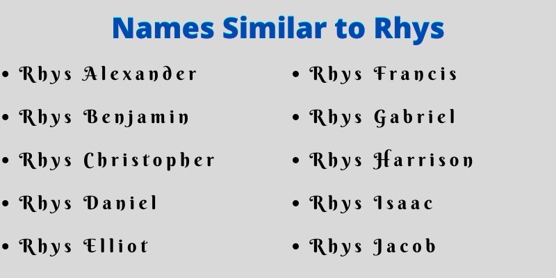 Names Similar to Rhys