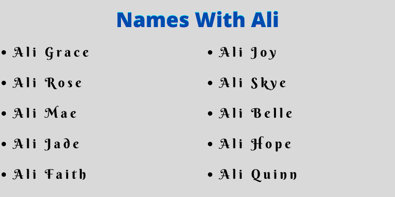 Names With Ali