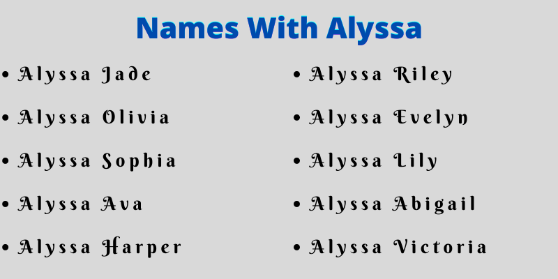 Names With Alyssa