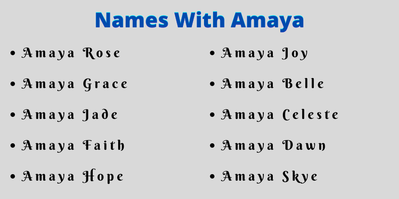 Names With Amaya