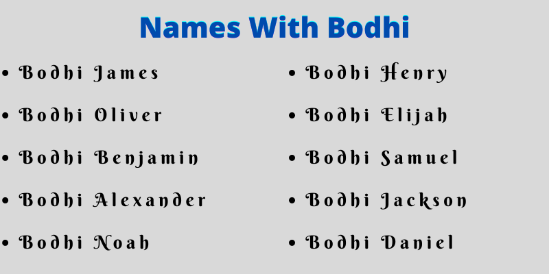Names With Bodhi