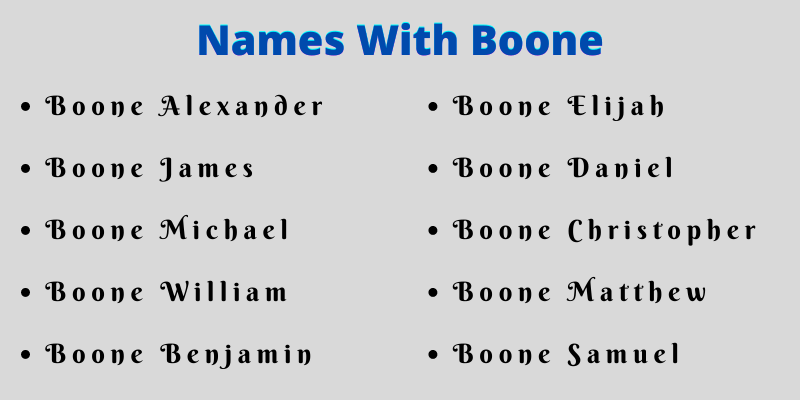 Names With Boone