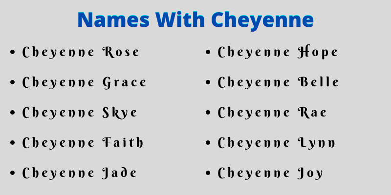 Names With Cheyenne