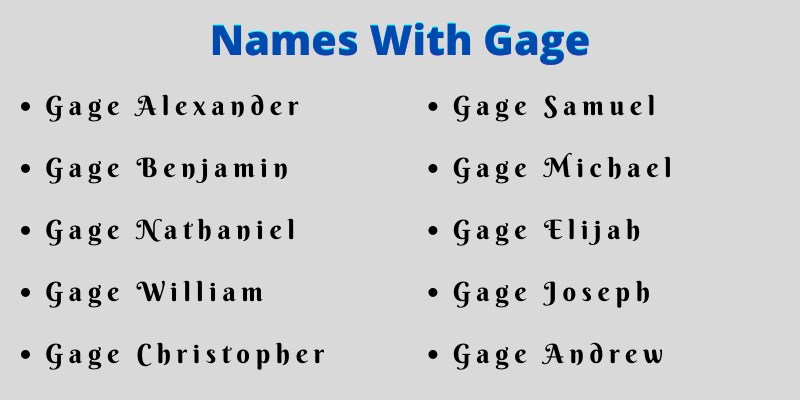 Names With Gage