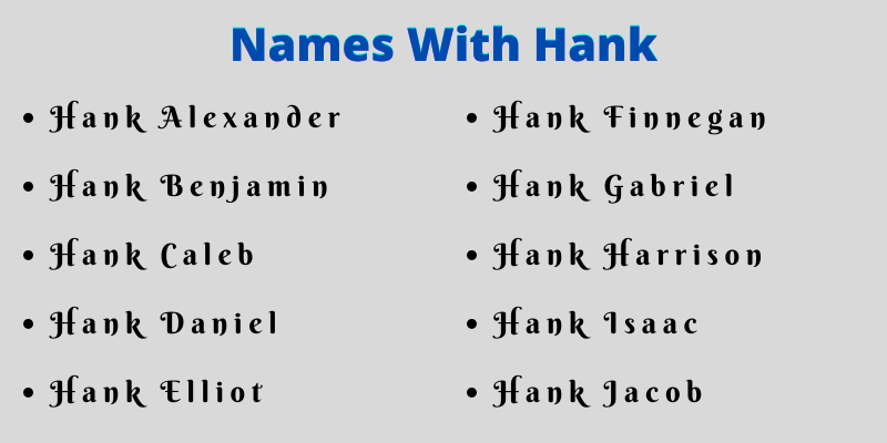 Names With Hank