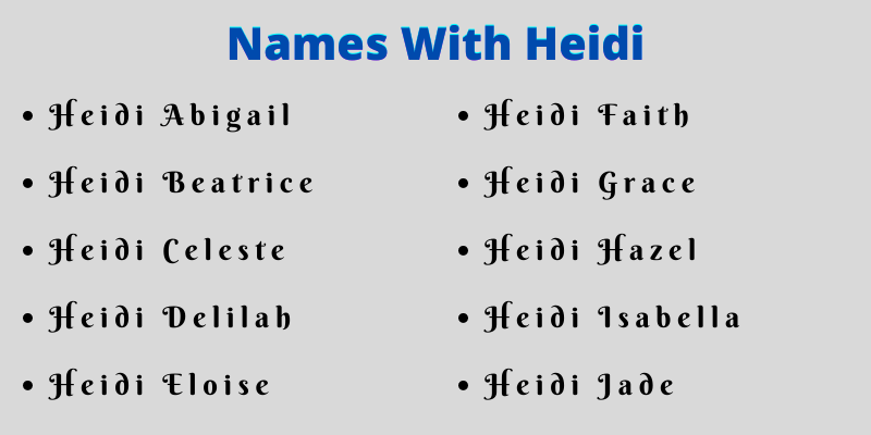 Names With Heidi