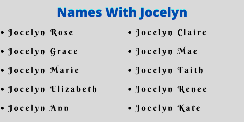 Names With Jocelyn