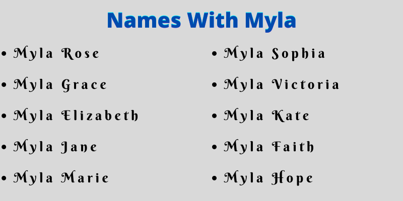 Names With Myla