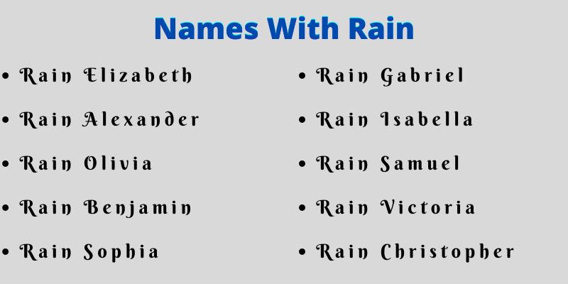 Names With Rain