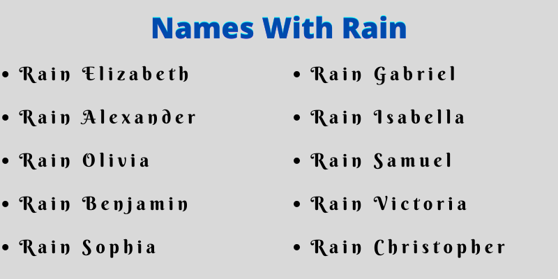 400 Unique Middle Names For Rain