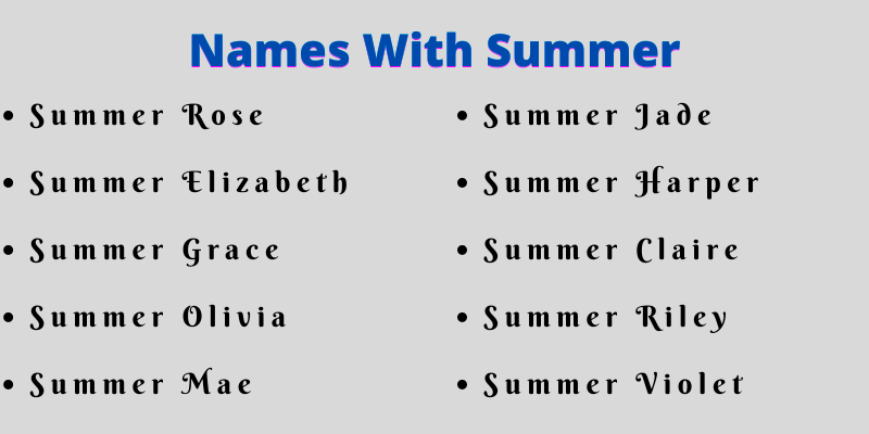 Names With Summer
