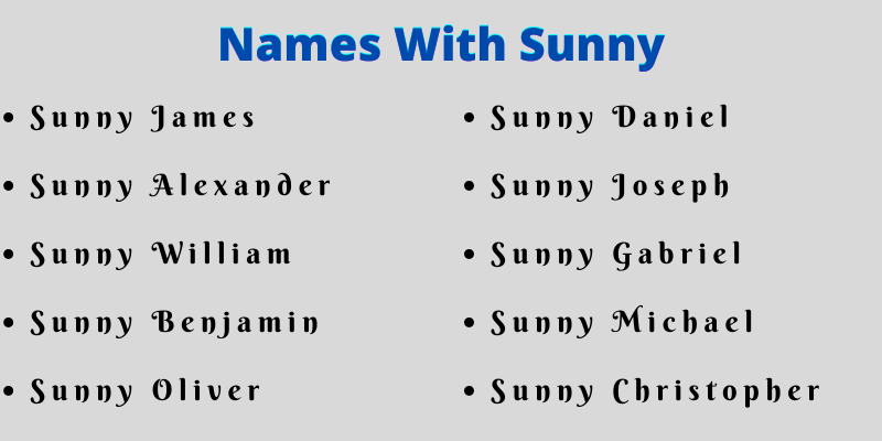 Names With Sunny