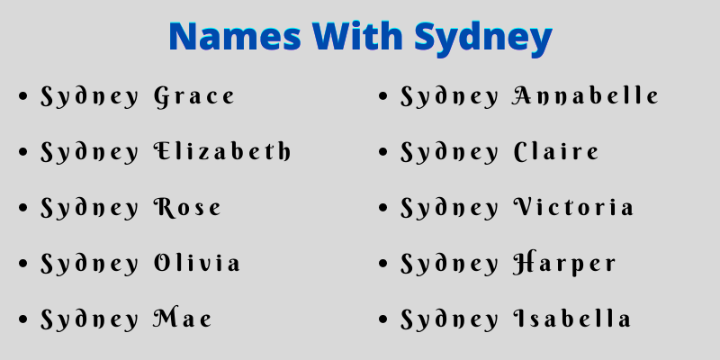 Names With Sydney