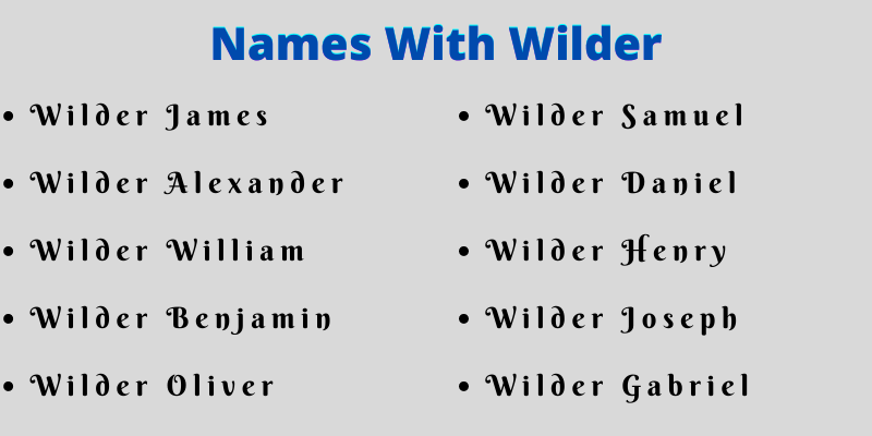 Names With Wilder