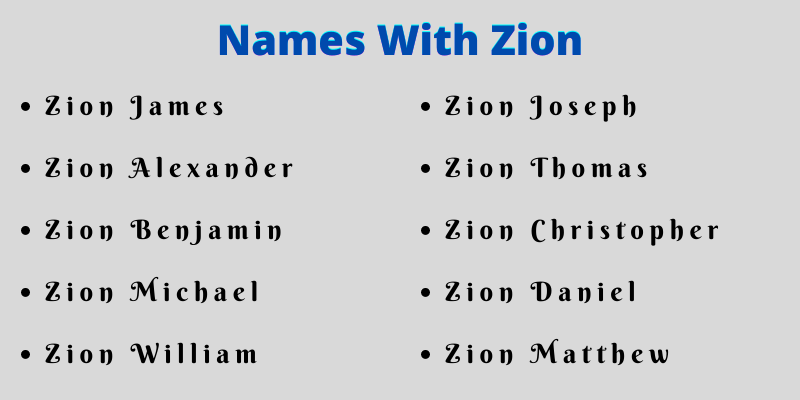 Names With Zion