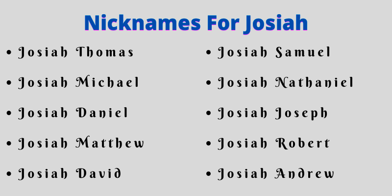 Nicknames For Josiah