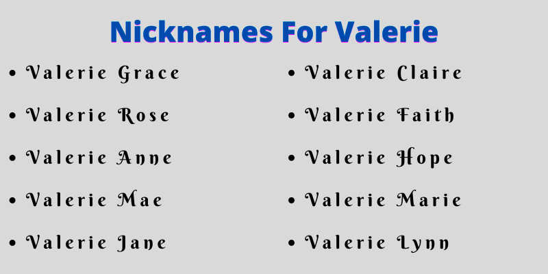 Nicknames For Valerie