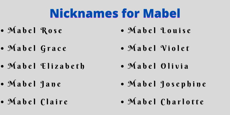 Nicknames for Mabel