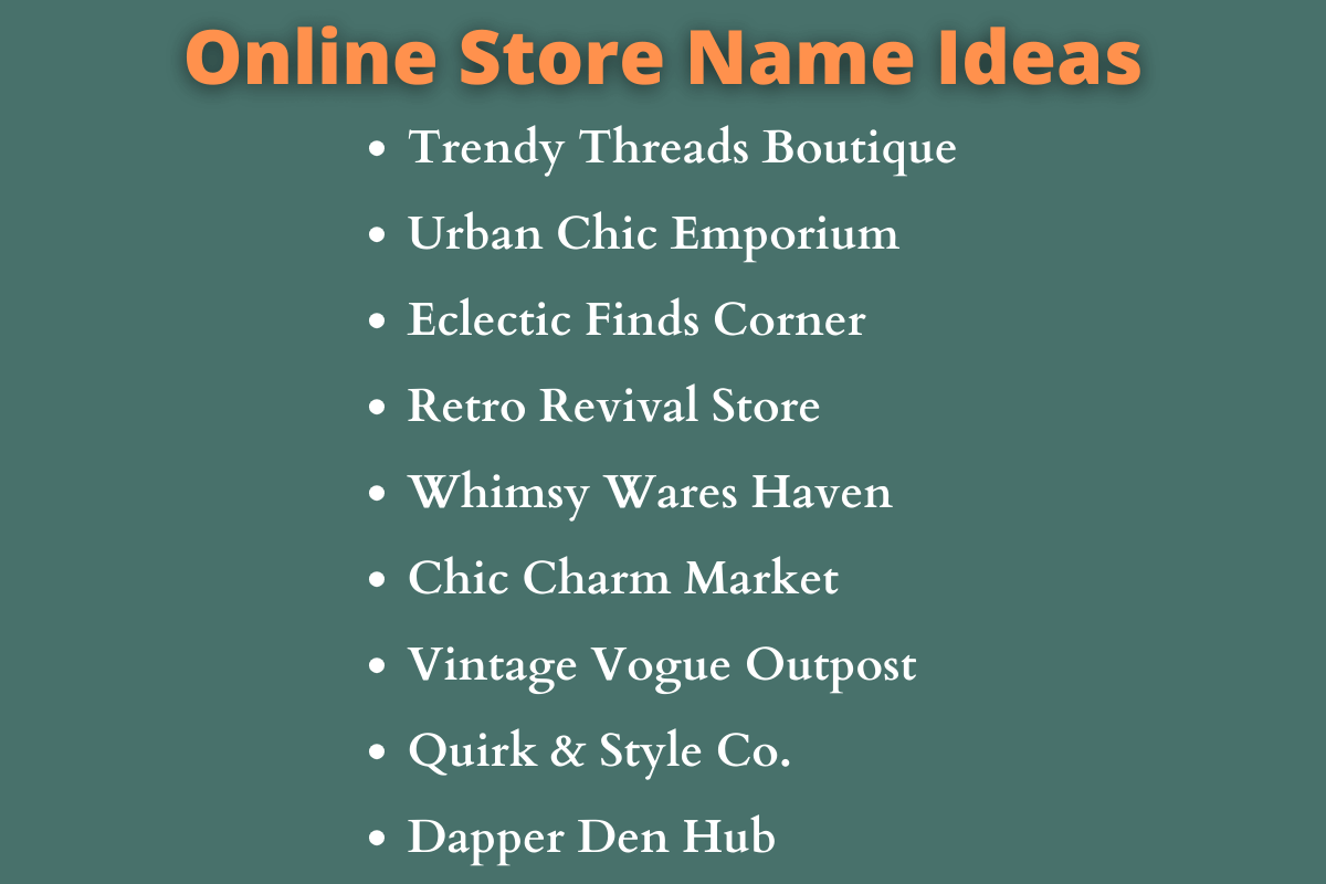Online Store Name Ideas