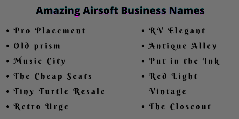 Airsoft Business Names