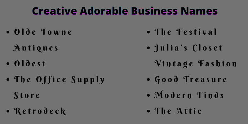 Adorable Business Names
