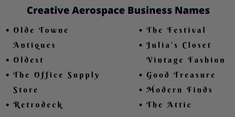 Aerospace Business Names