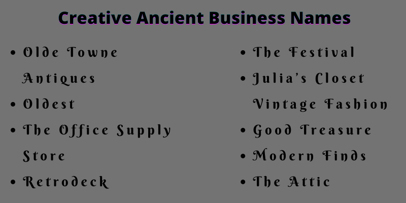 Ancient Business Names