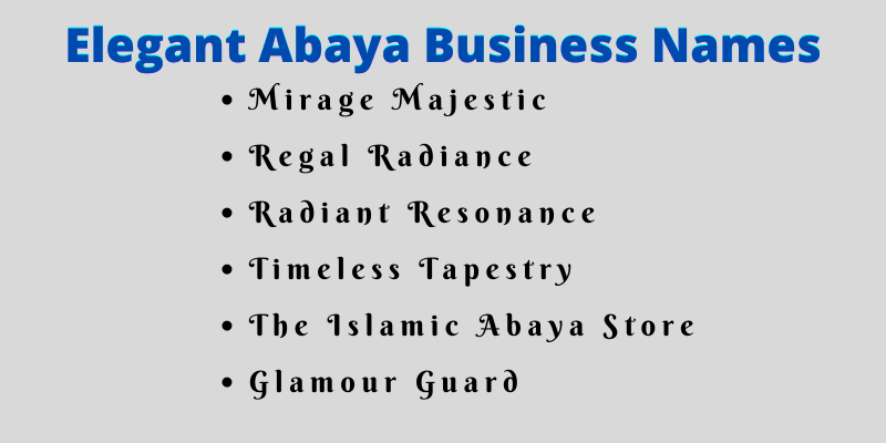 Abaya Business Names