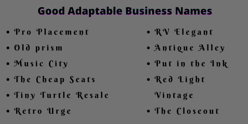Adaptable Business Names