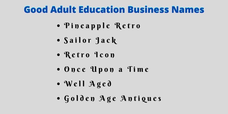Adult Education Business Names