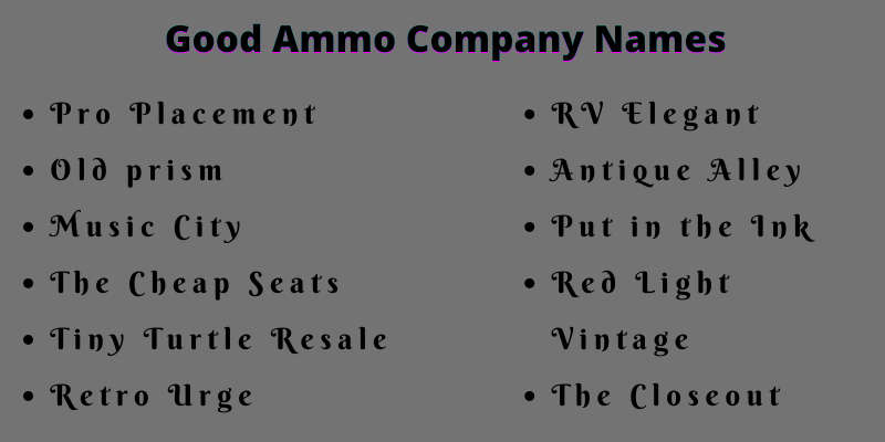 Ammo Company Names