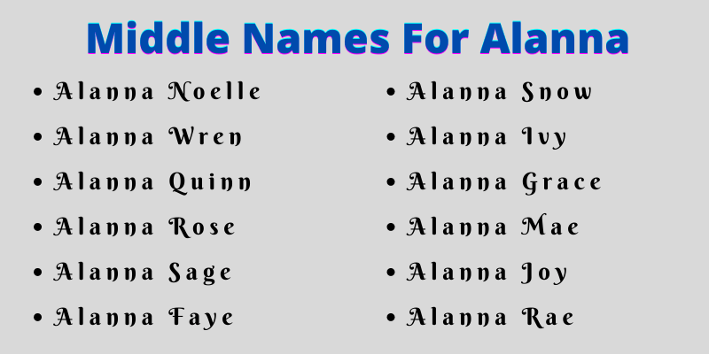 400 Classy Middle Names For Alanna