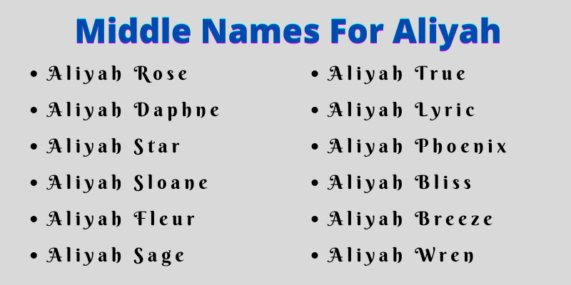 400 Cute Middle Names For Aliyah